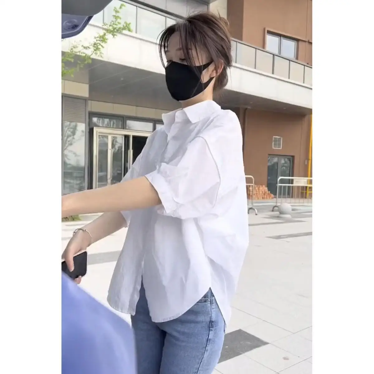 Top Trends: Cotton Mid-sleeve Thin Woman Blous Shir 2024 Summer New Loose Fashion Irregular Shirt Casual Vacation Top Korean Women's Clothes Shoppable Styles - Image 5