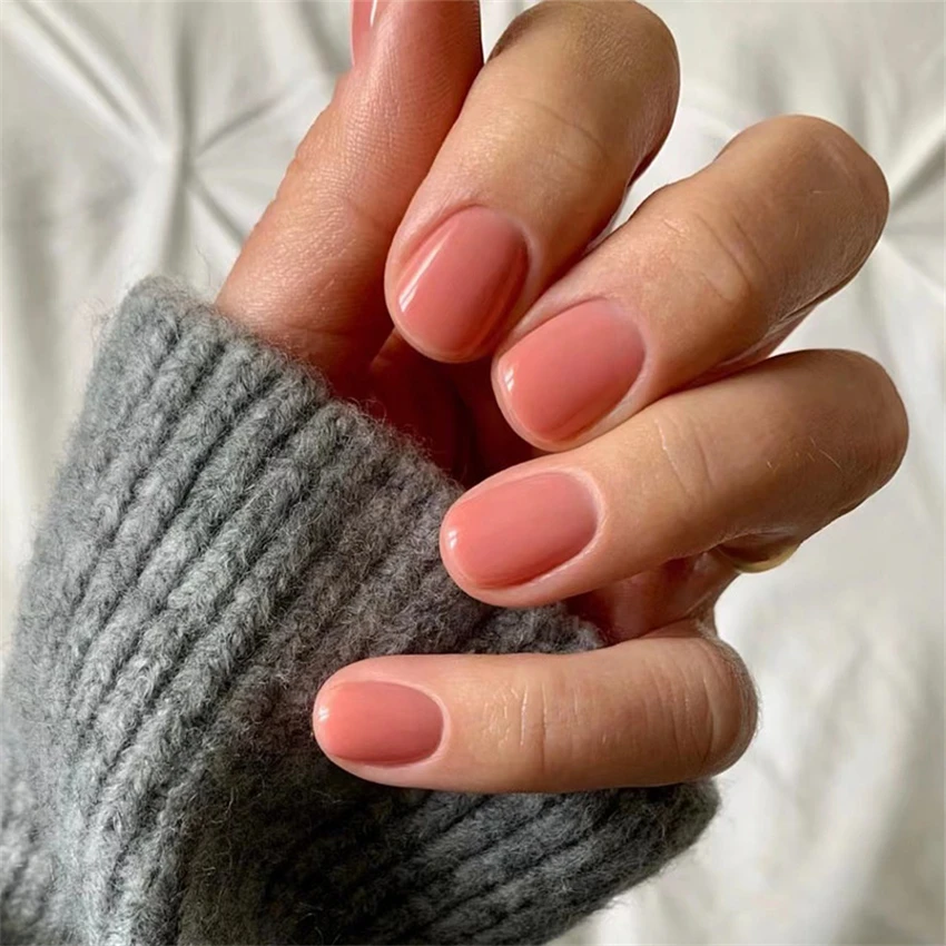 Top Trends: 24Ps / Lot Artificial Acrylic Short Fake Nails Solid Color Simple Korean Full Press On Nail Tips Removable Wearing False Nails Art Shoppable Styles