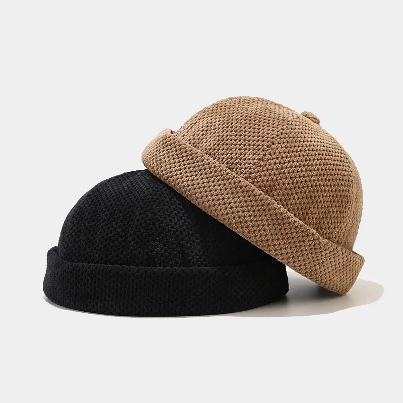 Top Trends: Men Women Retro Dome Melon Brimless Beanie Cap Unisex Novelty Skullcap Sailor Trendy Color Elastic Panels Docker Cotton Hat Shoppable Styles