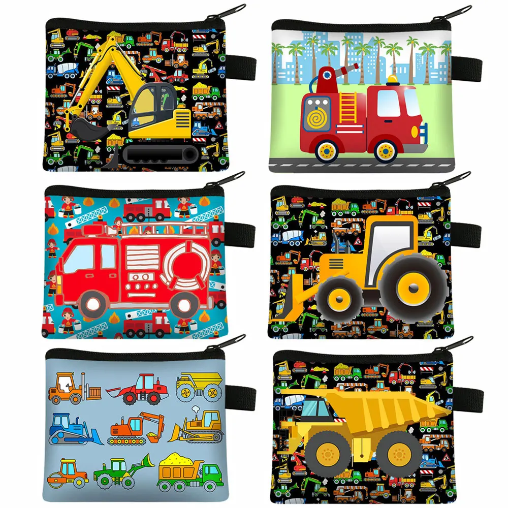 Top Trends: Cartoon Firetruck Excavator Crane Coin Purse Keychain Zipper Pouch Kids Wallet Card Money Coin Bag Cute Purses And Handbags Shoppable Styles