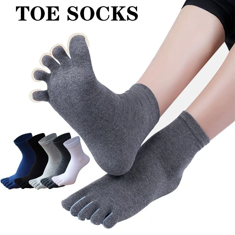 Top Trends: Socks With Fingers Men Fashion Sweat-absorbing Men's Breathable Sweat Toe Socks Comfortable Cotton Elastic Sports Business Sock Shoppable Styles