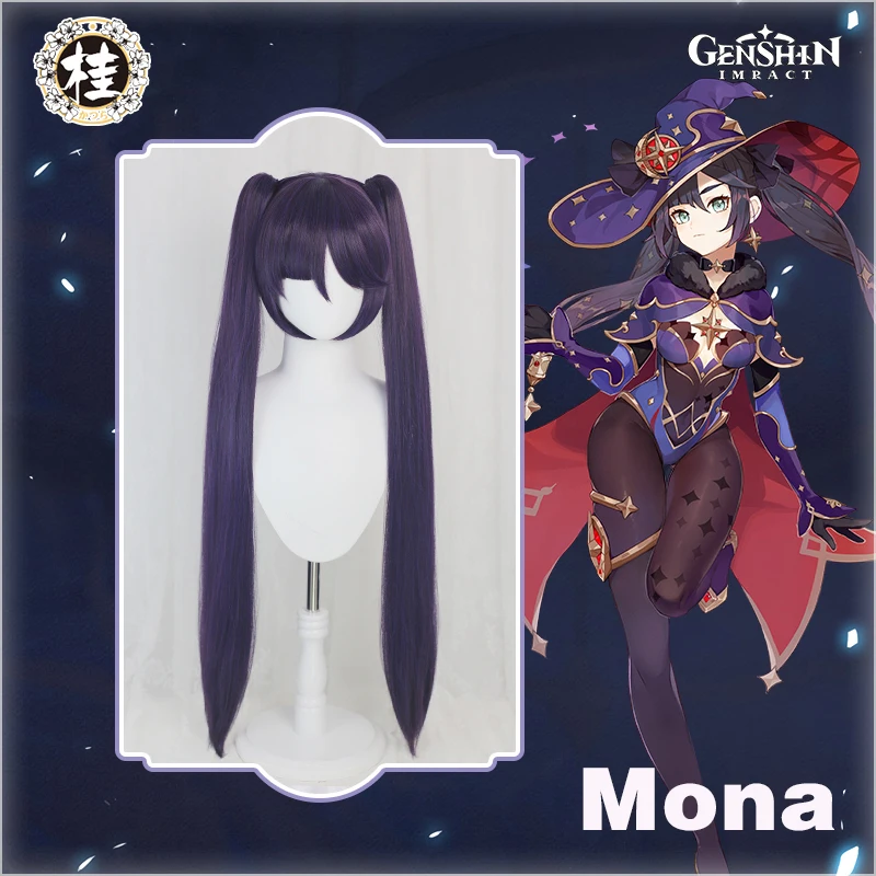 Top Trends: PRE-SALE UWOWO Mona Megistus Cosplay Wig Game Genshin Impact Cosplay Astral Reflection 90cm Purple Twin Tail Wig Heat Resistant Shoppable Styles