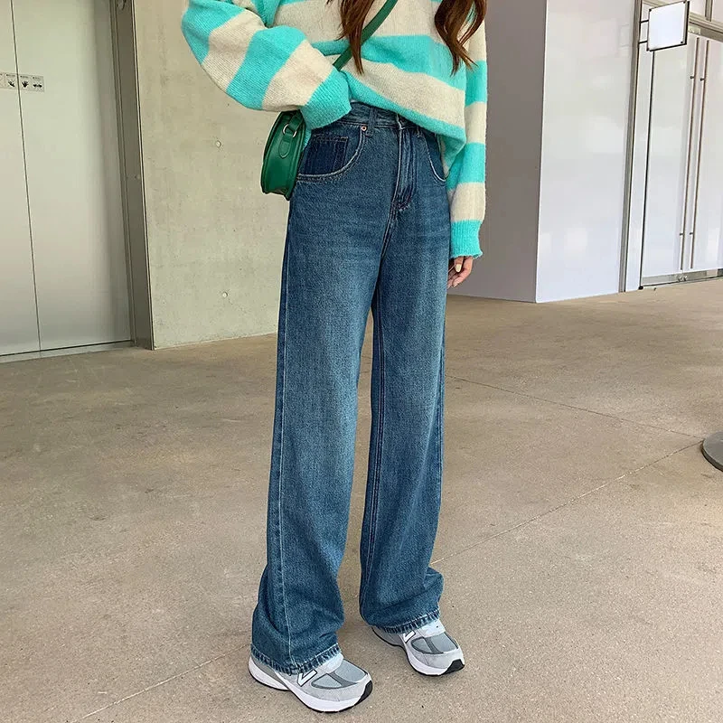 Top Trends: Y2k Women's Jeans Casual Blue Jeans Woman High Waist Streetwear Straight Baggy Pants Korean Fashion Denim Trend Trousers Shoppable Styles - Image 3