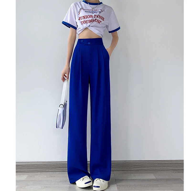 Top Trends: High Waist Loose Wide Leg Pants For Women Spring Autumn New Female Dress Pant White Suits Pants Ladies Long Trousers Casual Shoppable Styles - Image 6