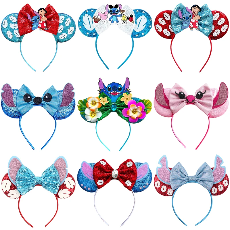 Top Trends: Cute Lilo & Stitch Ears Headbands For Women Girl Colorful Disney Hair Accessories Anime Headband Kids Sequins Bow Hairbands Gift Shoppable Styles