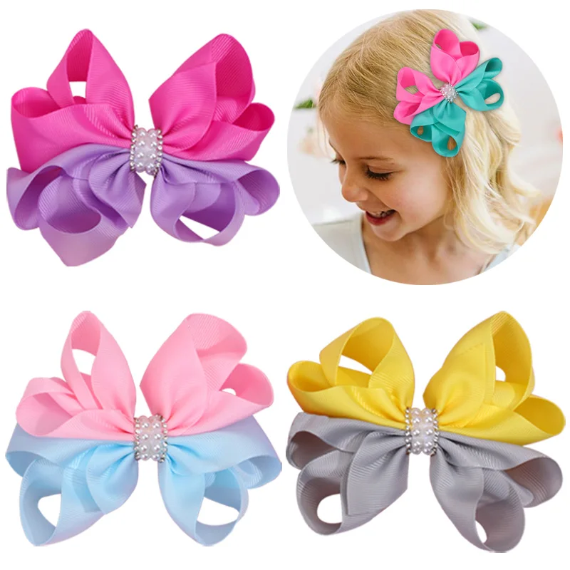 Top Trends: Colorful Girls Pearl Hair Bows Clips Kids Teens Ribbon Bow Boutique Hairpins Children Hairclips Headwear Hair Accessories Shoppable Styles