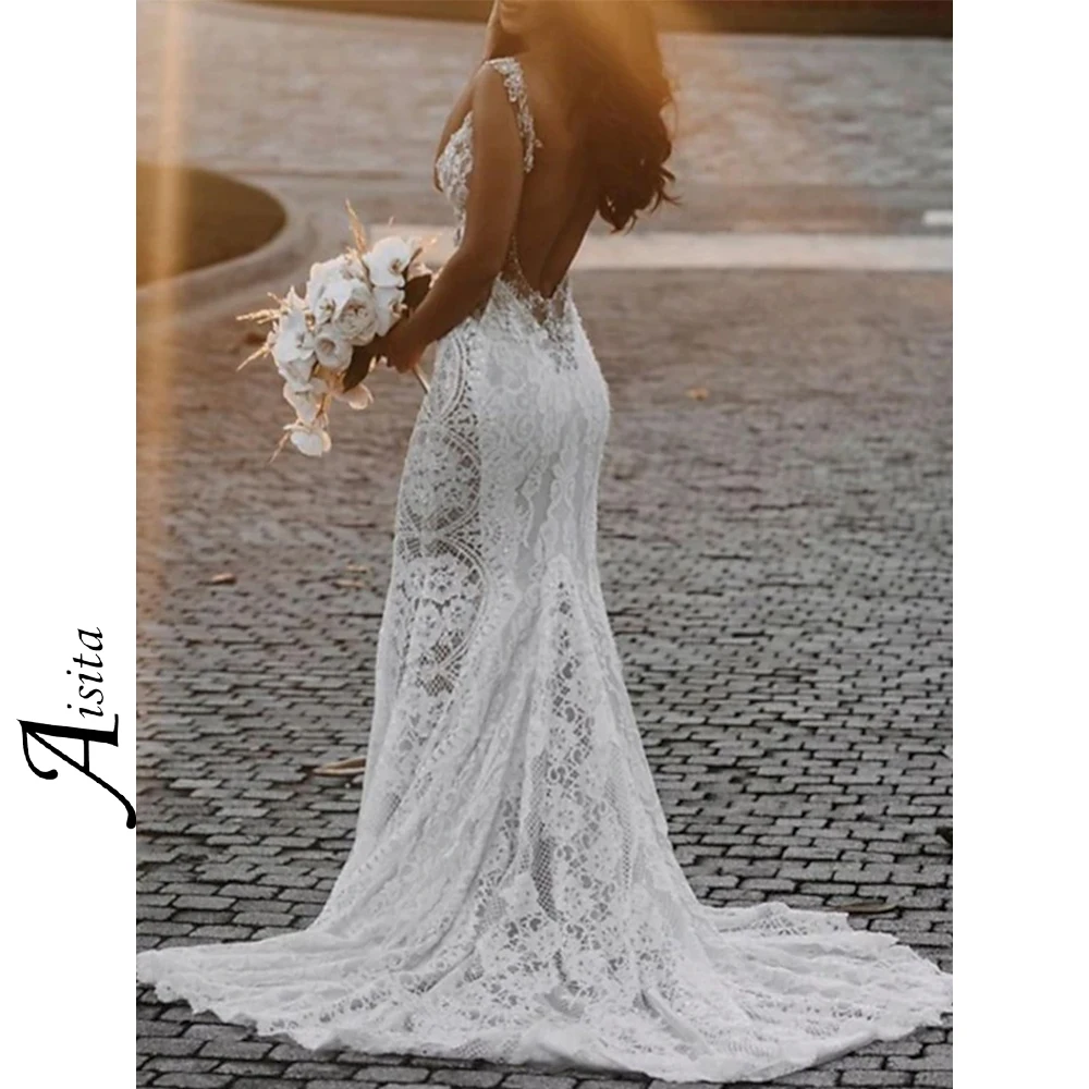 Top Trends: Beach Mermaid Wedding Dress V Neck Boho Sexy Womens Dresses Sleeveless Open Back Elegant And Pretty Women's Dresses Vestido Shoppable Styles