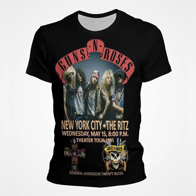 Top Trends: 2023 Summer New 3D Print Guns N Roses Band T Shirt Men Women Children Short Sleeve Fashion Cool Streetwear Hip Hop Tops Tee Shoppable Styles