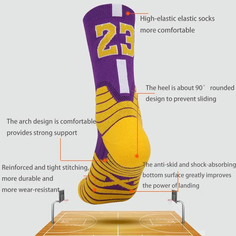 Top Trends: 5 Pairs Middle Tube Basketball Socks Adult Thick Bottom Sports Socks Non-slip Basketball Player Number Sport Crew Towel Socks Shoppable Styles - Image 3