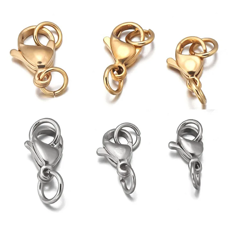 Top Trends: 20pcs / Lot Gold Plated Stainless Steel Lobster Clasp Jump Rings Connector For Jewelry Making Findings For Bracelet Necklace Chain Shoppable Styles