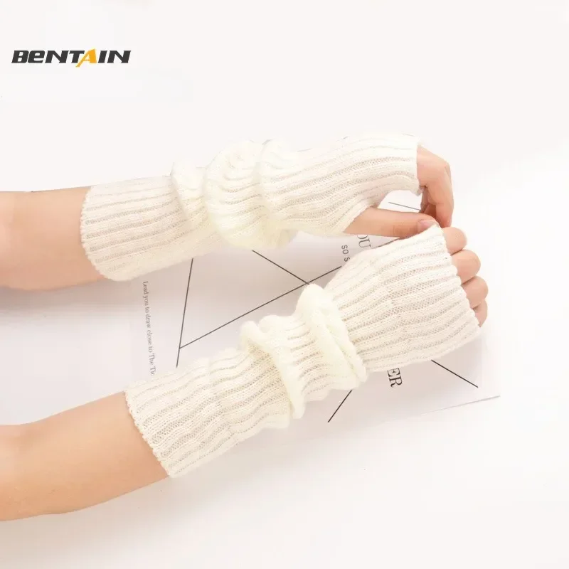 Top Trends: Long Fingerless Gloves Women‘s Mitten Winter Arm Warmer Knitted Arm Sleeve Fine Casual Soft Girls Goth Clothes Punk Gothic Glove Shoppable Styles