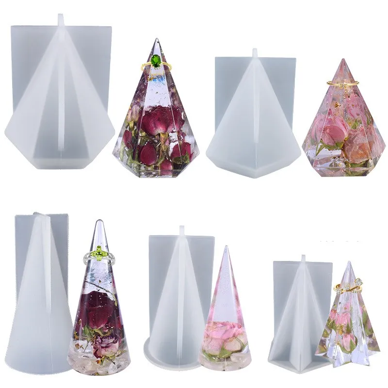 Top Trends: 8 Styles Ring Holder Cone Epoxy Resin Mold DIY Pyramid Jewelry Ring Display Stand Candle Making Crafts Silicone Molds Shoppable Styles