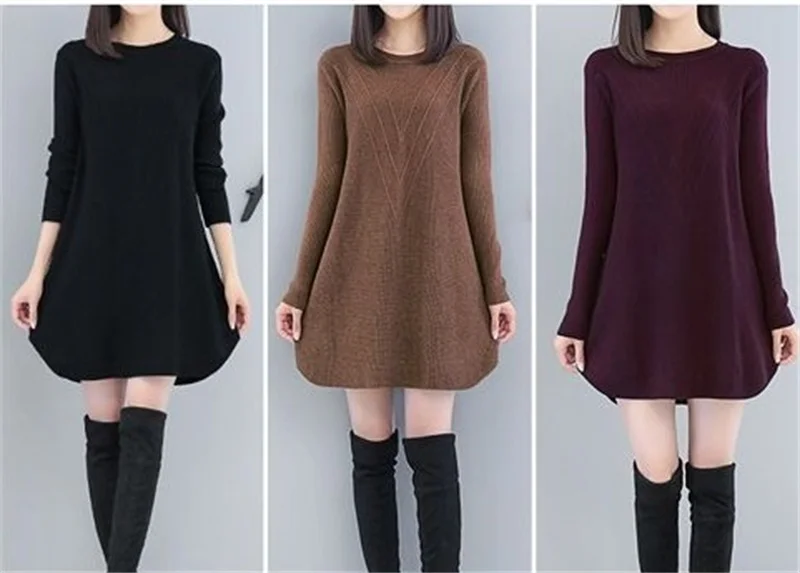 Top Trends: Ladies Mid-Long Sweaters Dress Autumn Winter Knitted Sweater Women Pullover 2023 New Warm O-Neck Loose Jumper Female Tops S-3XL Shoppable Styles - Image 6