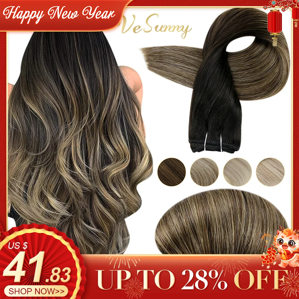 Top Trends: VeSunny Real Hair Weft Bundles Remy Weft Hair Extensions Balayage Weave In Hair Extensions Sew In Hair Extensions 100g #1b / 6 / 27 Shoppable Styles