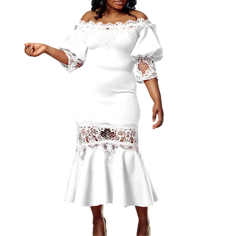 Top Trends: Elegant African Dresses For Women 2023 New Off Shoulder Summer Fashion Wedding Party Long Dress Dashiki Ankara Lace Outfits Robe Shoppable Styles