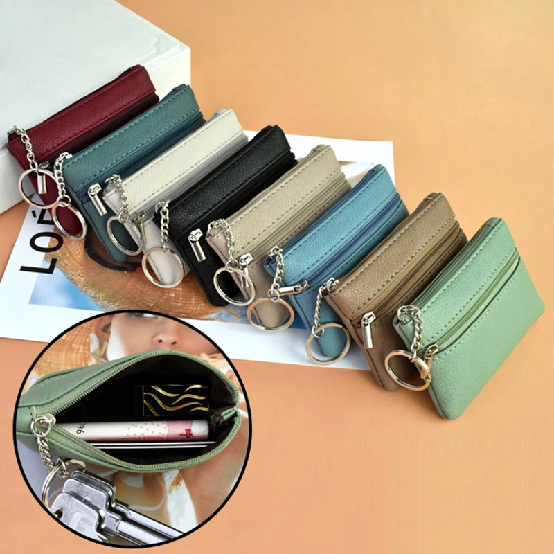 Top Trends: 2 Pouch Pocket Wallets Women Small PU Leather Coin Purse Zipper Change Money Bags Key Holder Case ID Card Holde Zipper Purses Shoppable Styles