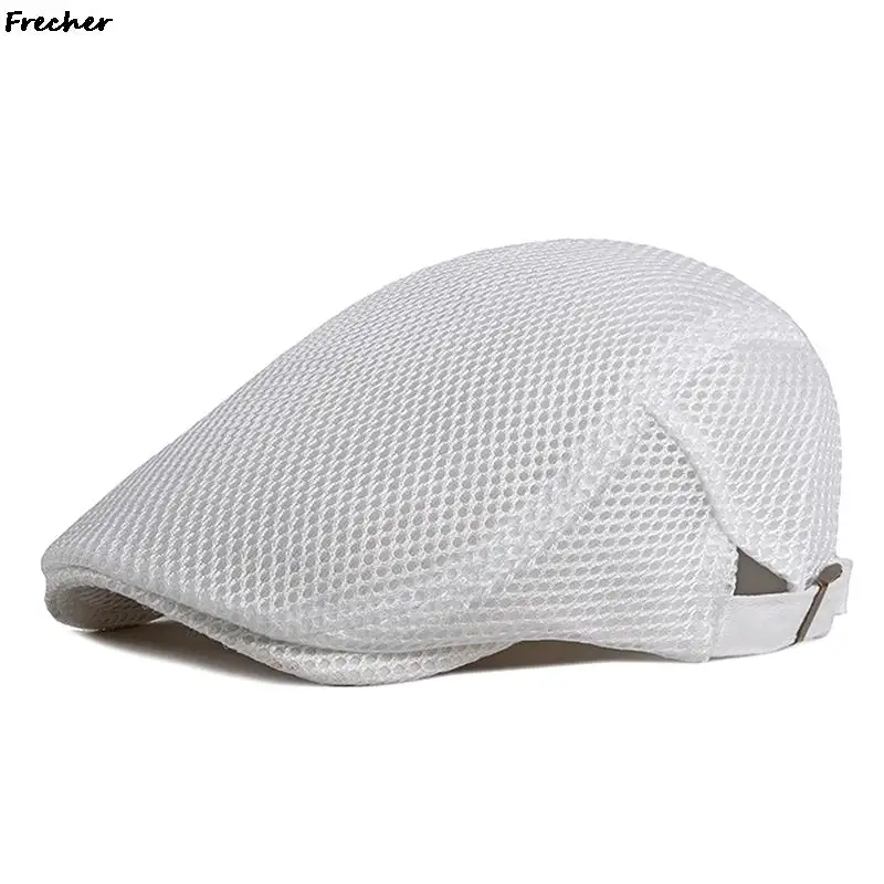 Top Trends: Breathable Mesh Summer Newsboy Caps Women Flat Hats Men British Beret Hat Driving Cabbie Cap Golf Caps Adjustable Belt Casquette Shoppable Styles