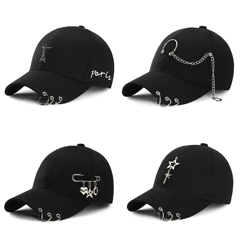 Top Trends: Dad Hat Creative Piercing Ring Baseball Cap Punk Hip Hop Caps Cotton Adult Casual Solid Adjustable Unisex Caps Shoppable Styles