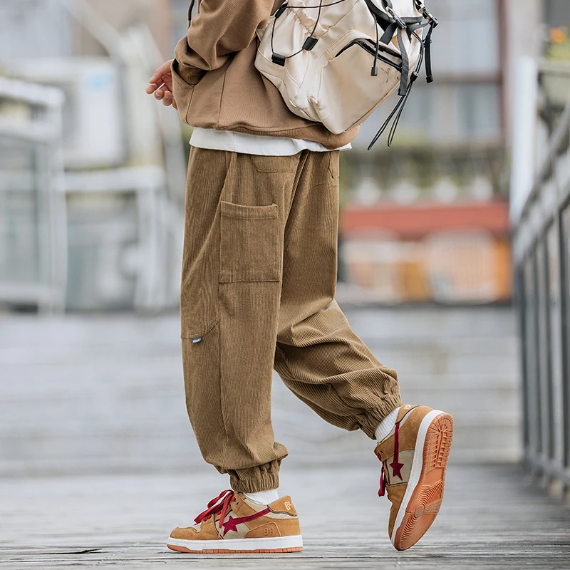 Top Trends: 2022 Autumn New Corduroy Casual Loose Sports Splicing Design Pencil Cargo Pants Men's Clothing Streetwear Sweatpants Shoppable Styles - Image 2