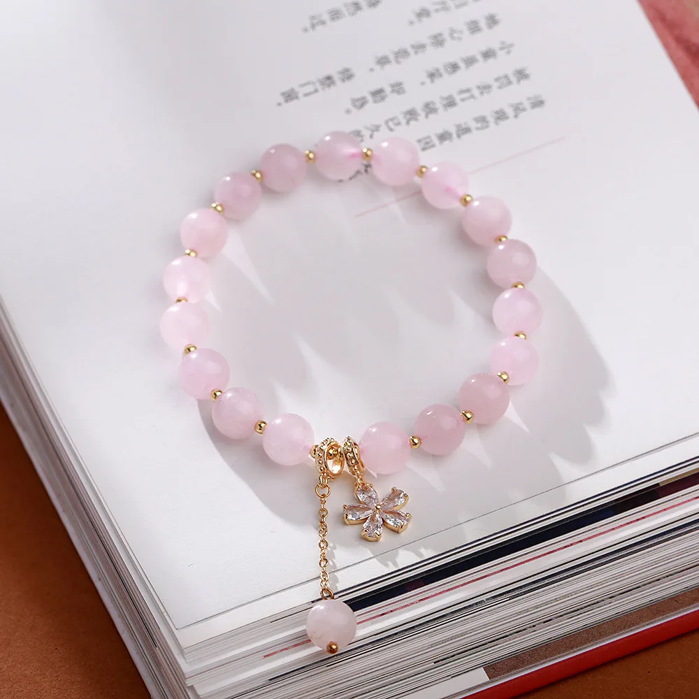 Top Trends: Ruifan 8mm Pink Natural Rose Quartz Beaded Strand Bracelets For Women Female Zirconia Flower Fine Jewelry Wholesale YBR836 Shoppable Styles - Image 2