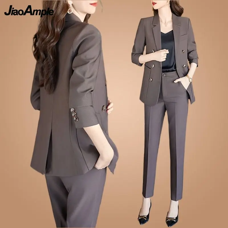 Top Trends: Women&#039;s Spring Autumn Professional Suit Jacket Matching Set Korean Elegant Casual Blazers+ Pants Two Piece Female Trousers Suit Shoppable Styles