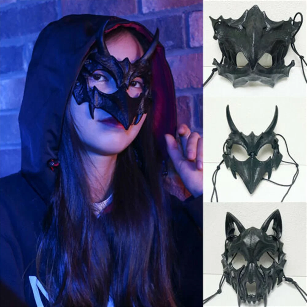 Top Trends: Half-face Mask Dragon Tiger Man Wolf Mask Cosplay Horror Halloween Costume Props Cosplay Party Props Shoppable Styles