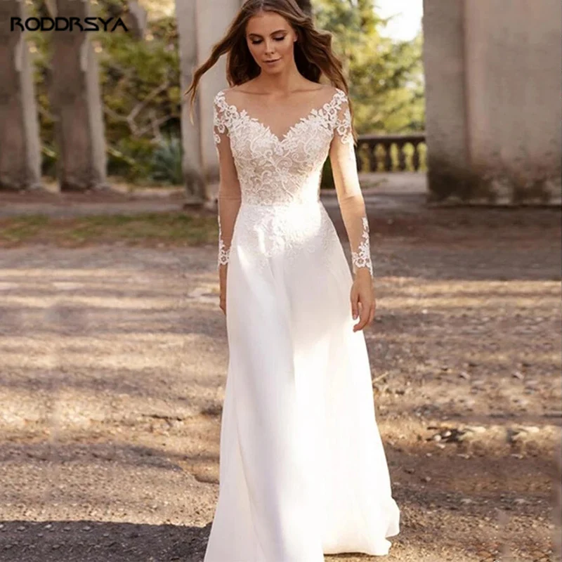 Top Trends: RODDRSYA Chiffon Boho Wedding Dresses For Women Vestidos De Noiva Mariage Plus Size Illusion Backless Civil Bridal Party Gowns Shoppable Styles