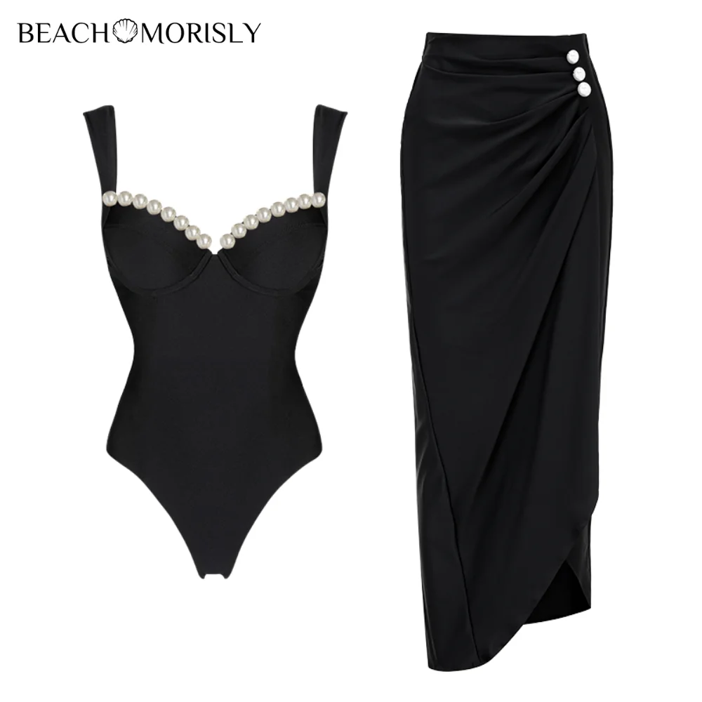 Top Trends: 2024 New Women ‘s Sexy Black Pearl One Piece Swimsuits Set Summer Swimwear Beachwear Bathing Suit Bikini Sets Two-pieces Shoppable Styles