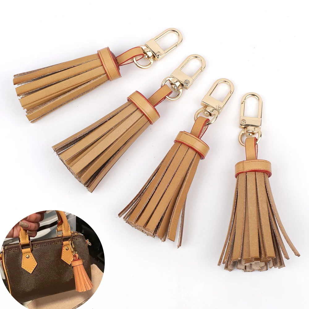 Top Trends: Tanned Leather Tassel Mini Tassel Bag Charm For Women Handbags Clutch Pouch Purse Key Chain Ring Accessories Shoppable Styles