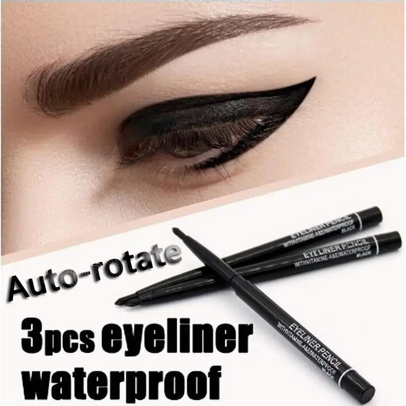 Top Trends: 3pcs Late-model Women's Makeup Rotary Retractable Eyeliner Pencil Waterproof Eye Liner Pen Shoppable Styles