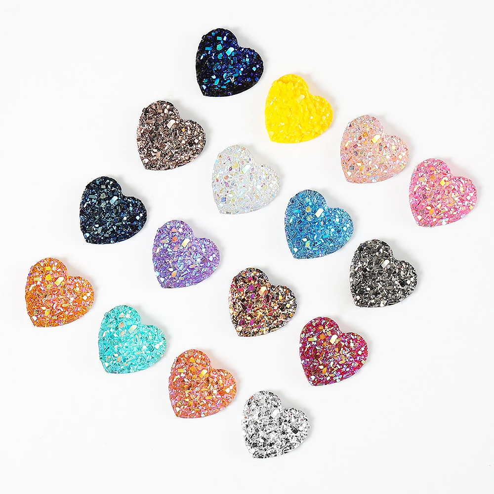 Top Trends: 50pcs Resin 12mm Bling Sweet Heart Flatback Rhinestone Cabochons Ornaments For DIY Jewelry Making Craft Decor Material Supplies Shoppable Styles