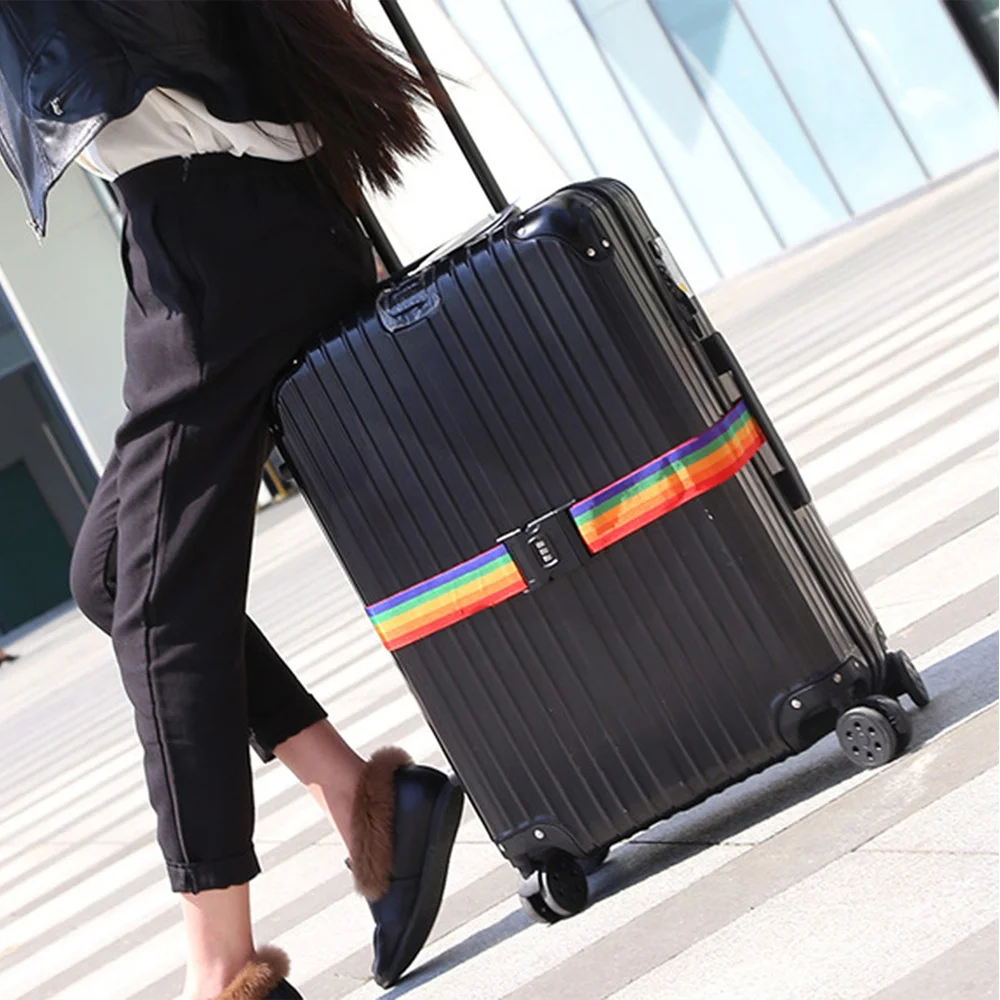 Top Trends: Adjustable Travel Luggage Strap Cargo Outdoor Safety Rainbow Password Lashing Buckle Lock Belt Duffle Suitcase Colorful Band Shoppable Styles