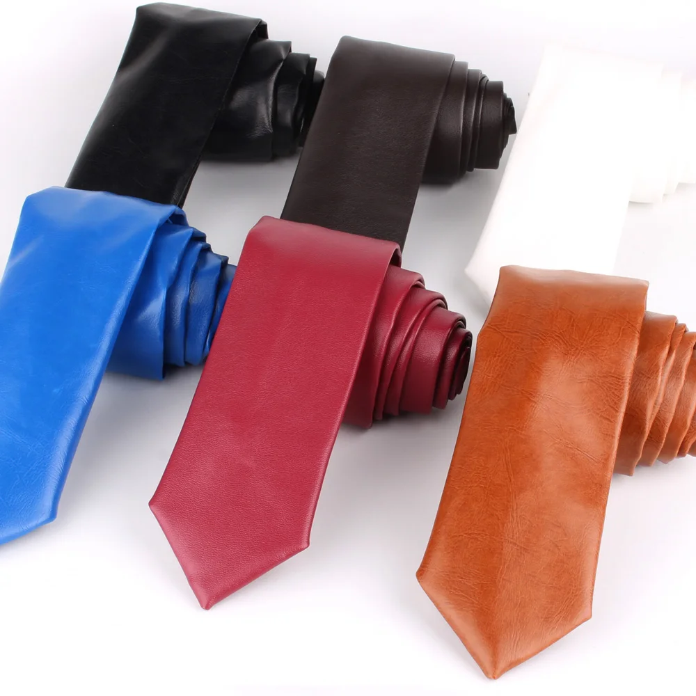 Top Trends: New PU Leather Ties For Men Casual PU Neckties Fashion Solid Mens Necktie For Wedding Business Suit Tie Shoppable Styles