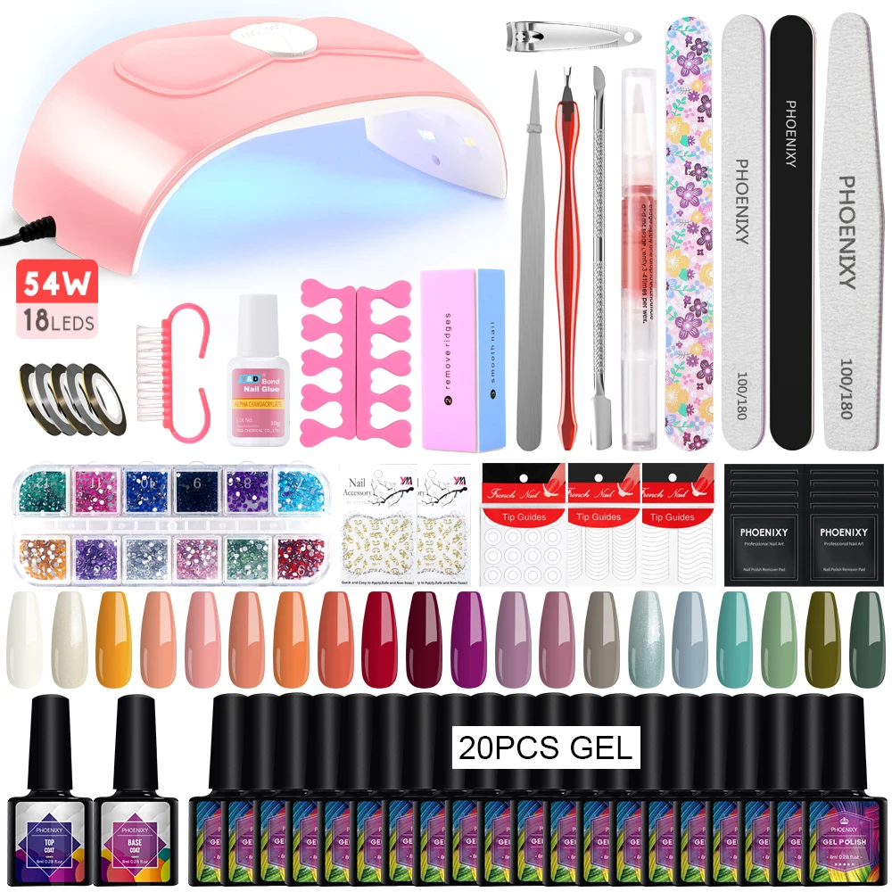 Top Trends: Gel Nail Polish Set With 54W UV LED Lamp Poly Nail Gel Kit Quick Building UV Varnishes Semi Permanent Gel Manicure Art Tools Set Shoppable Styles