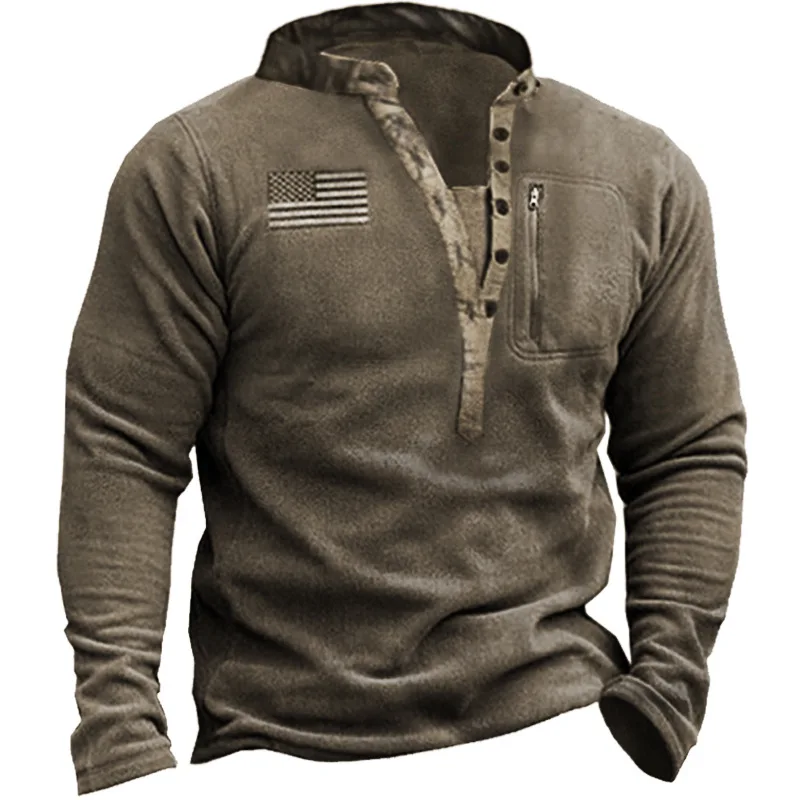 Top Trends: Men's V-neck Outdoor Fleece Warm Henley Neck Tactical Hoodie Shoppable Styles - Image 3