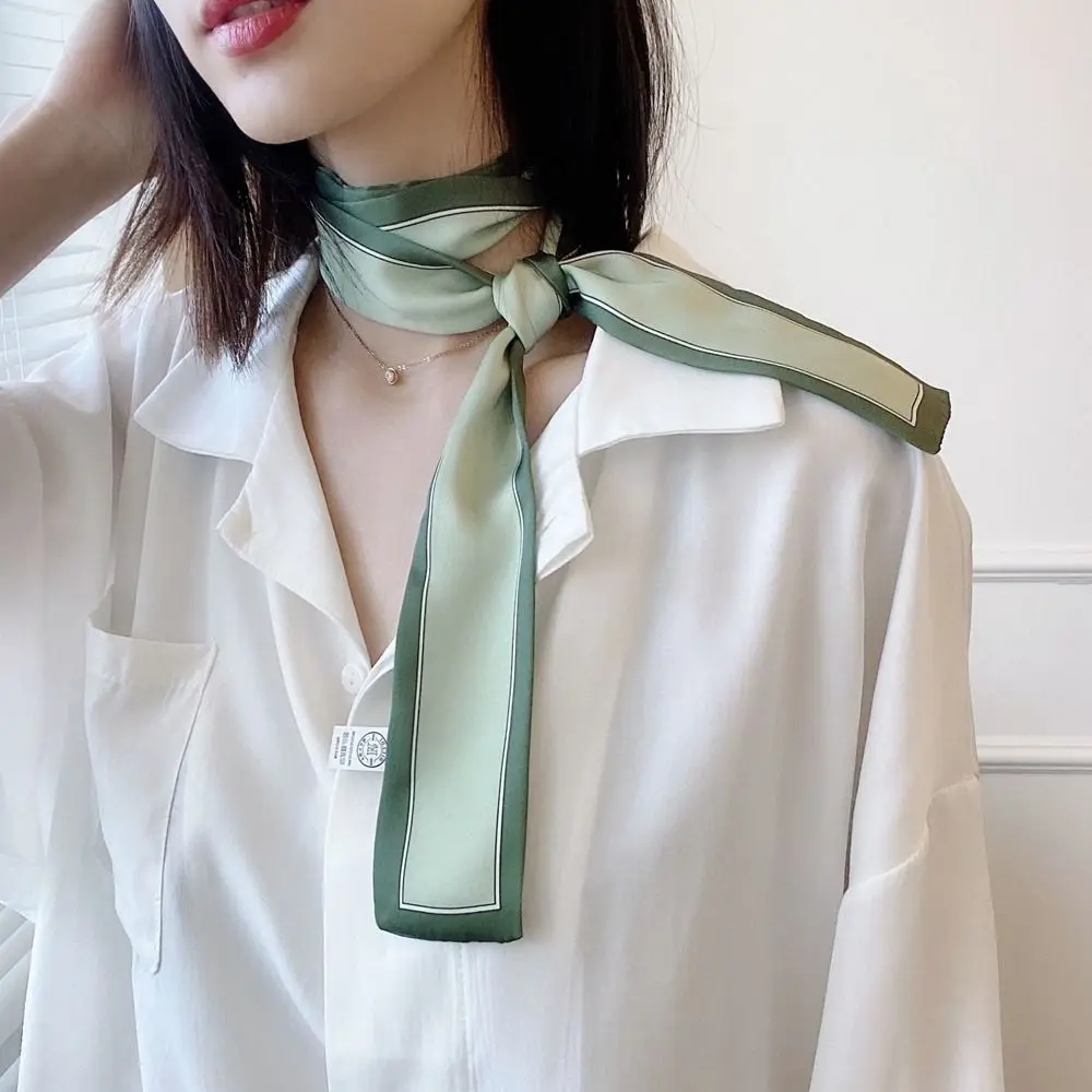 Top Trends: Women Narrow Thin Scarf Striped Long Silk Scarf Women Handle Bag Ribbons Multi-Function Decorative Neckerchief Hair Tie Band Shoppable Styles