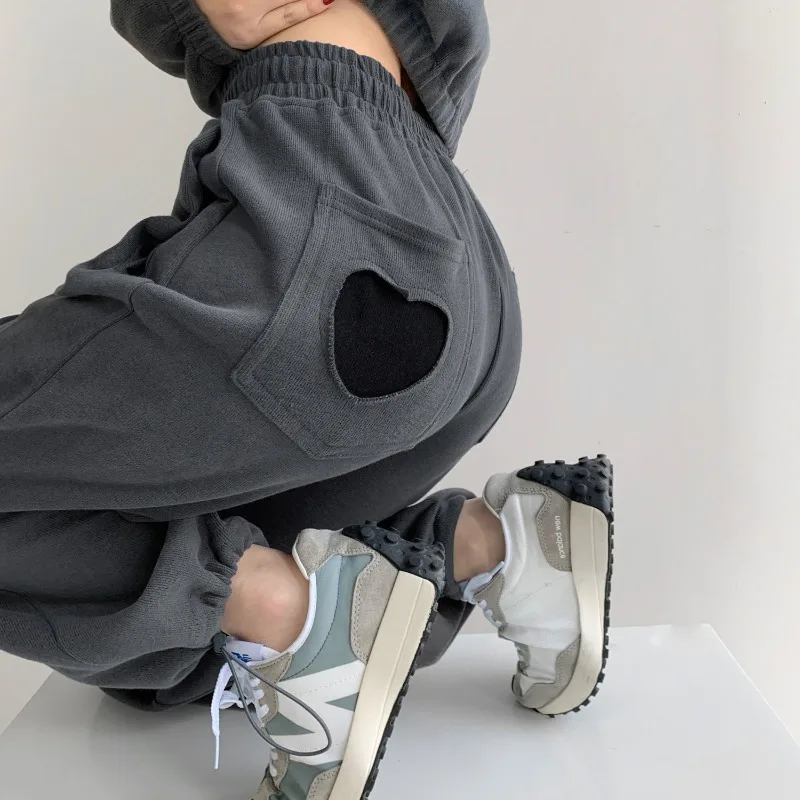 Top Trends: QWEEK Harajuku Gray Oversize Jogging Pants Women Korean Style Wide Leg Baggy Sweatpants Kpop Streetwear Loose Trousers Female Shoppable Styles