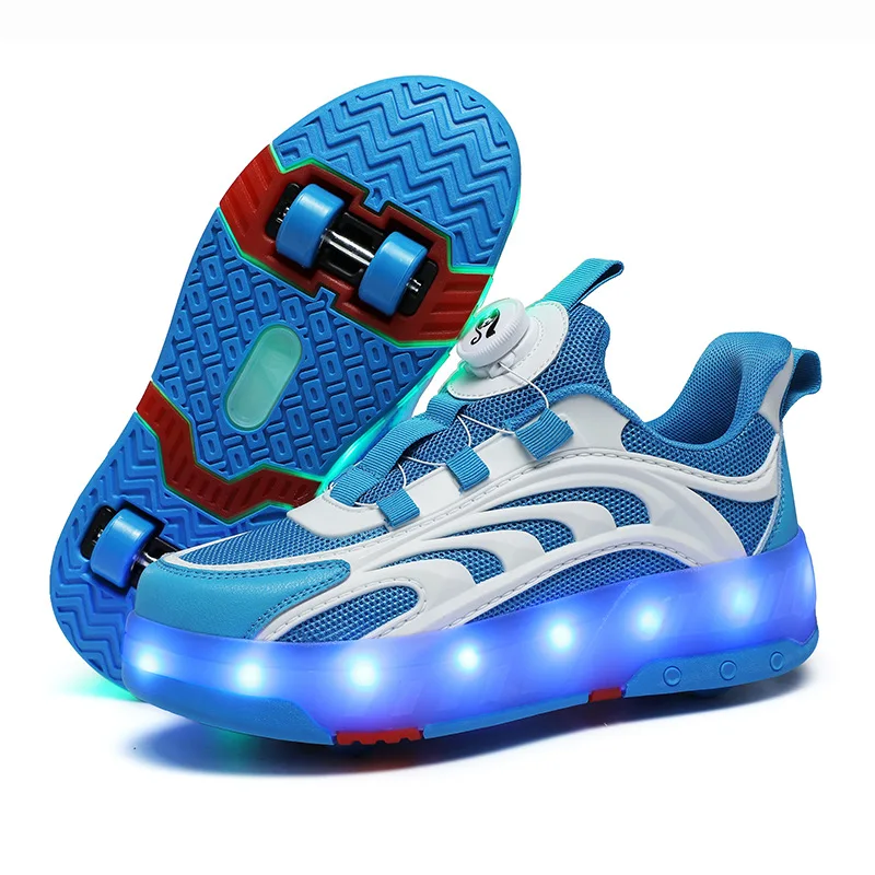 Top Trends: Kids Roller Shoes 4 Wheels LED Colorful Girls Boys Roller Skates Sneakers Can Charge Children Party Birthday Christmas Gift Shoppable Styles