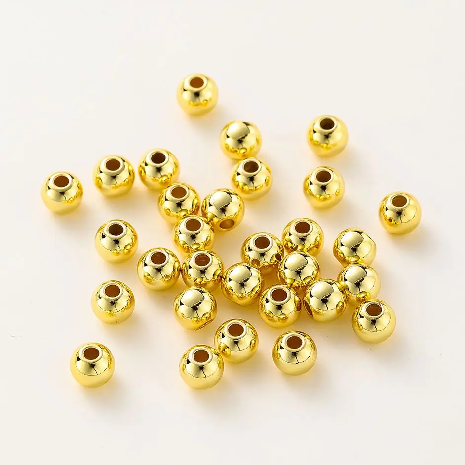 Top Trends: 2-6mm 14k / 18k Gold Plated Smooth Round Ball Brass Beads Loose Spacer Beads For DIY Jewelry Making Necklace Wholesale Findings Shoppable Styles