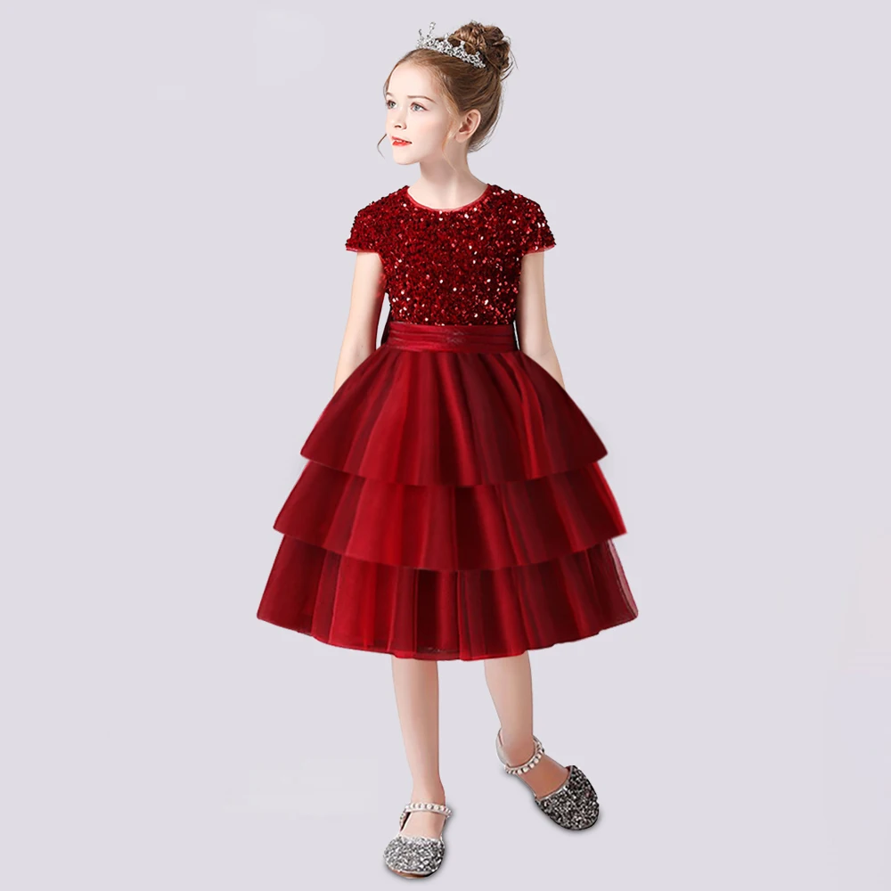 Top Trends: Dideyttawl Sparkly Short Flower Girl Dress For Birthday Tiered Ruffles Sequined Ankle-Length Party Gown Princess Shoppable Styles