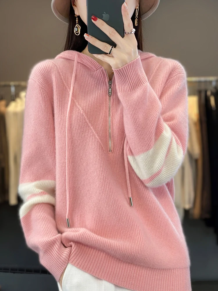 Top Trends: Autumn Winter 100% Merino Wool Hoodie Sweater Women Pullover Cashmere Thickening Knitwear Female Basic Clothing Top Shoppable Styles - Image 4