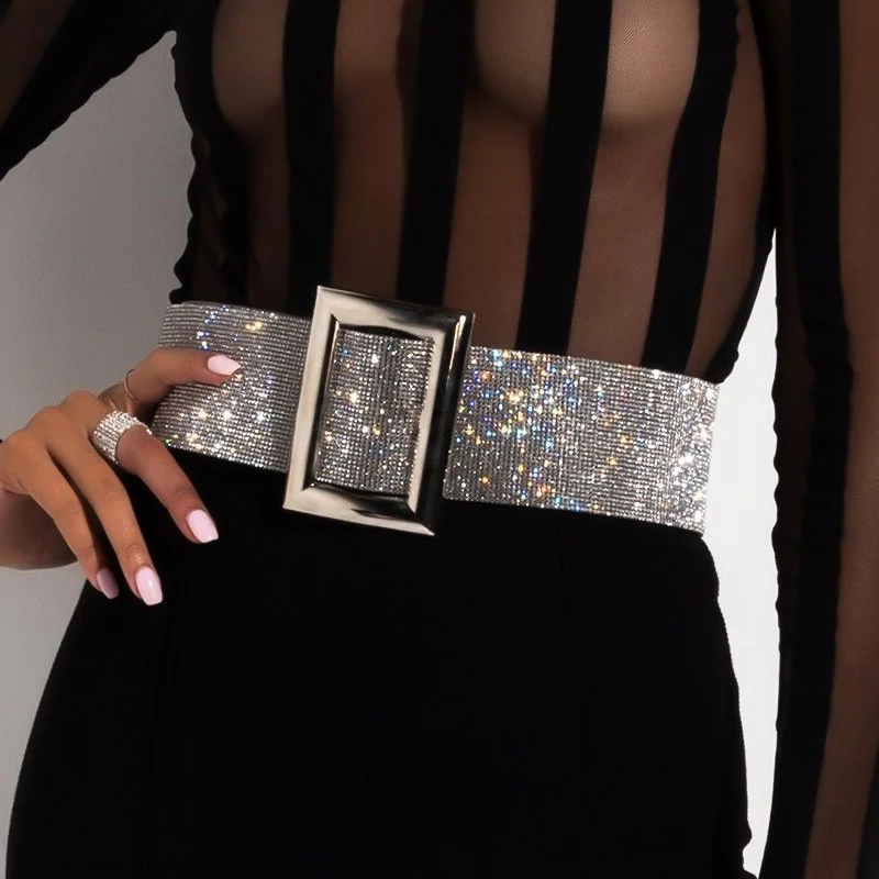 Top Trends: Fashion Sparkly Rhinestone 110 Cm Waist Belt Adjustable Width Belts For Women Hot Selling Hight Street Night Party Accessories Shoppable Styles - Image 2