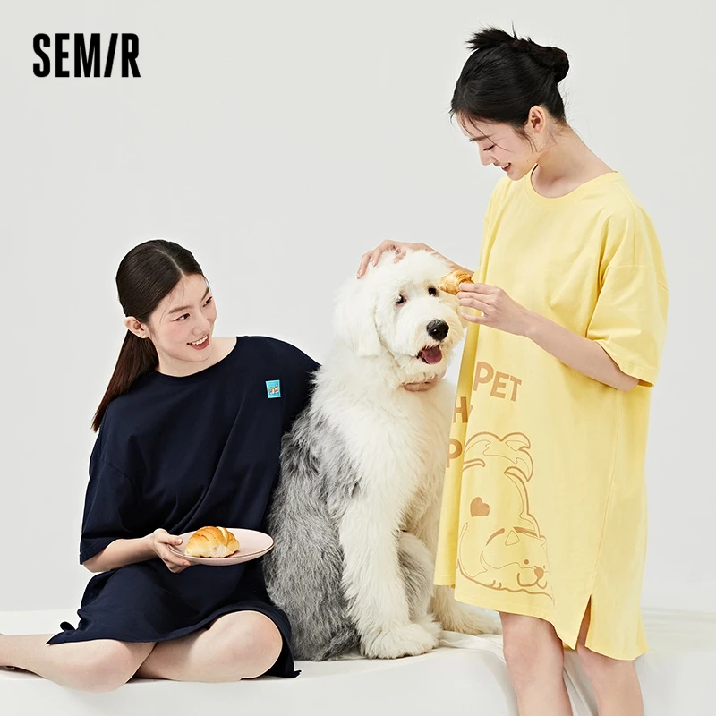 Top Trends: Semir Pajama Dress Women Cotton Printing Lovely Loose Short Sleeve Cartoon Casual Pajama Home Girls Autumn Home Dress Shoppable Styles