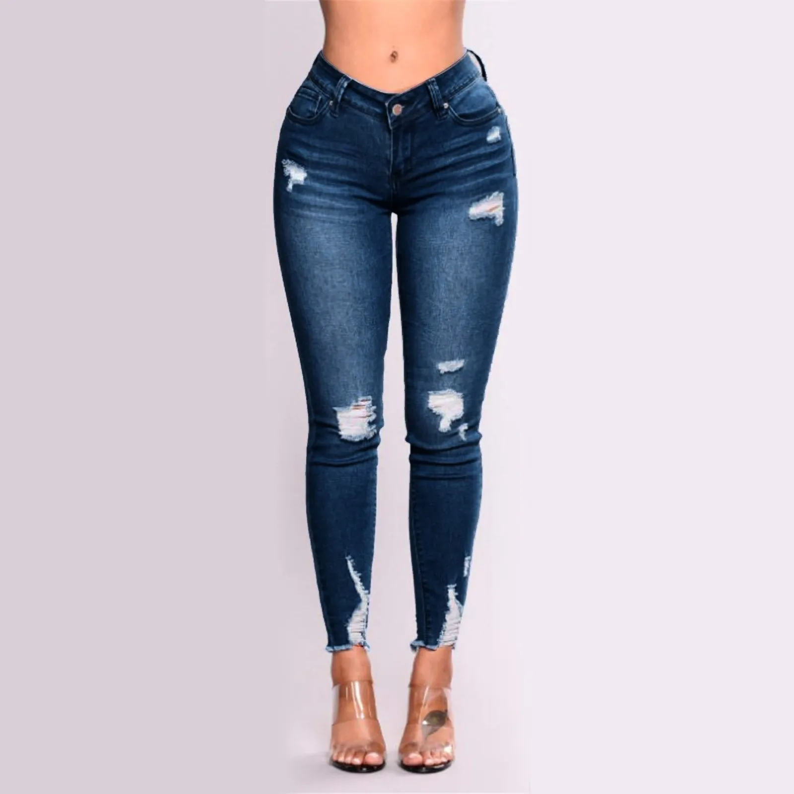 Top Trends: Ladies Butt Lifting Skinny Jeans High Waist Stretchy Distressed Slimming Denim Pants Destroyed Ripped Trousers Shoppable Styles