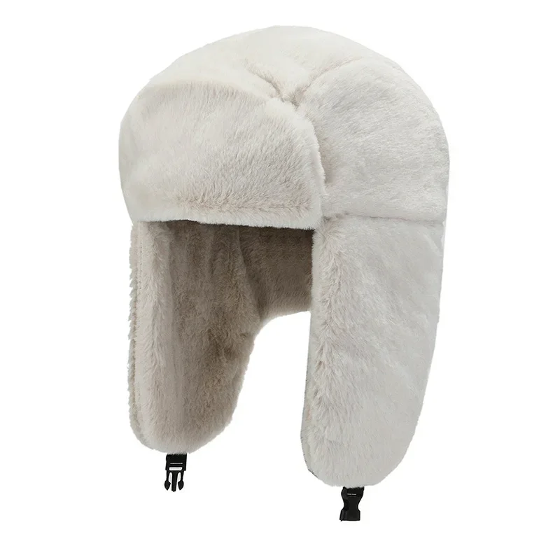 Top Trends: Fashion Winter Hats Men And Women Faux Fur Bomber Hat Thicken Plush Warmer Caps Outdoor Windproof Ear Protection Ski Cap Earmuff Shoppable Styles - Image 3