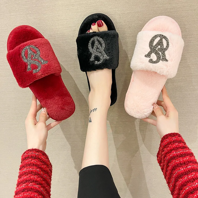 Top Trends: 2023 Slippers Women House Slippers Warm Slippers Women Winter Crystal Fur Home Shoes For Women Slippers Casual Plush Comfortable Shoppable Styles