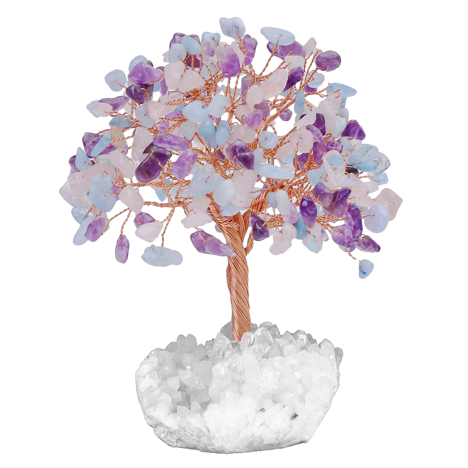 Top Trends: Natural Crystal Money Tree With Rock Quartz Cluster Base Fengshui Decoration For Luck Wealth Room Decor Office Ornaments Shoppable Styles