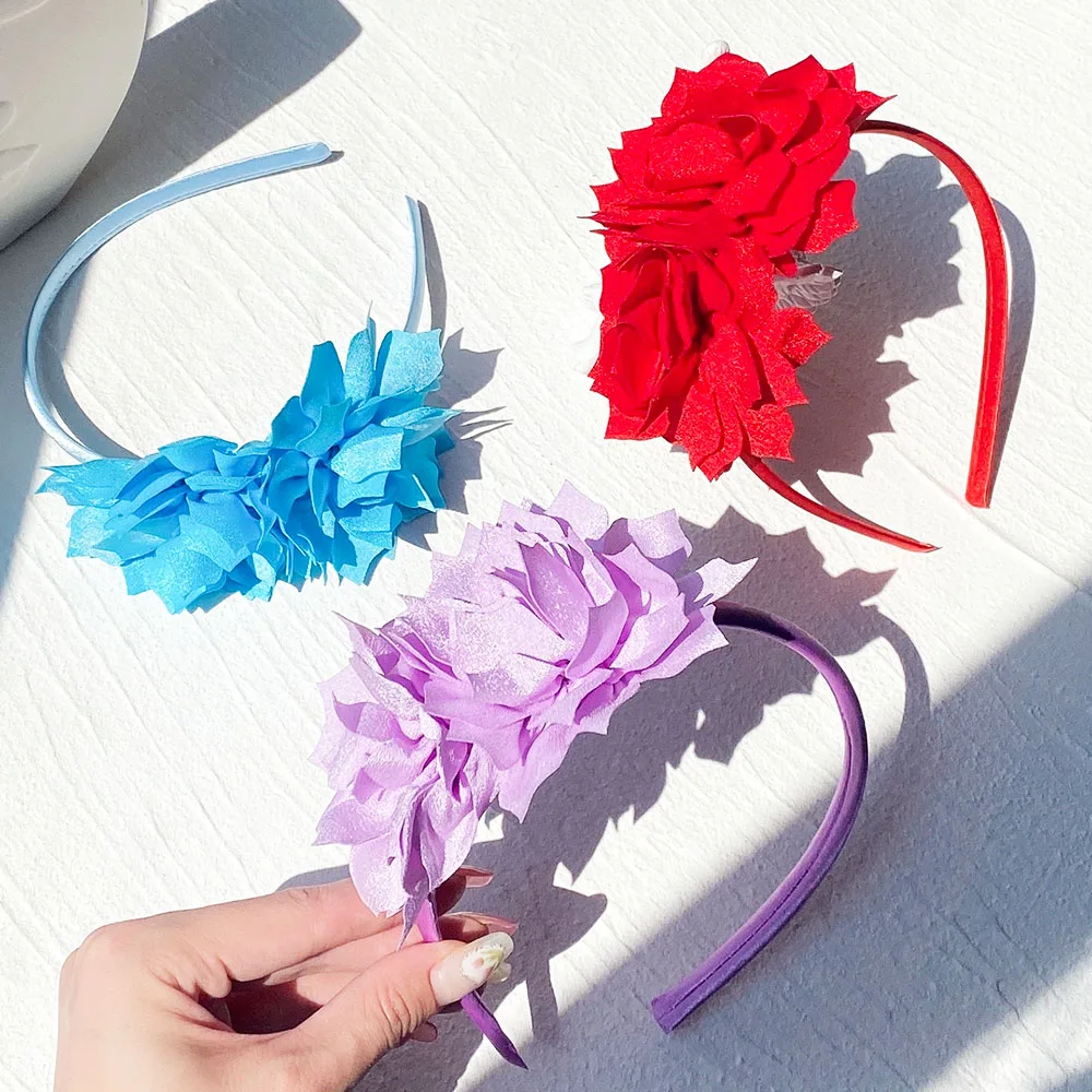 Top Trends: 3.7 Inch Big Flower Headband Hair Band For Children Girls Solid Handmade Hair Hoop Grosgrain Ribbon Hair Accessories Gifts Shoppable Styles - Image 6