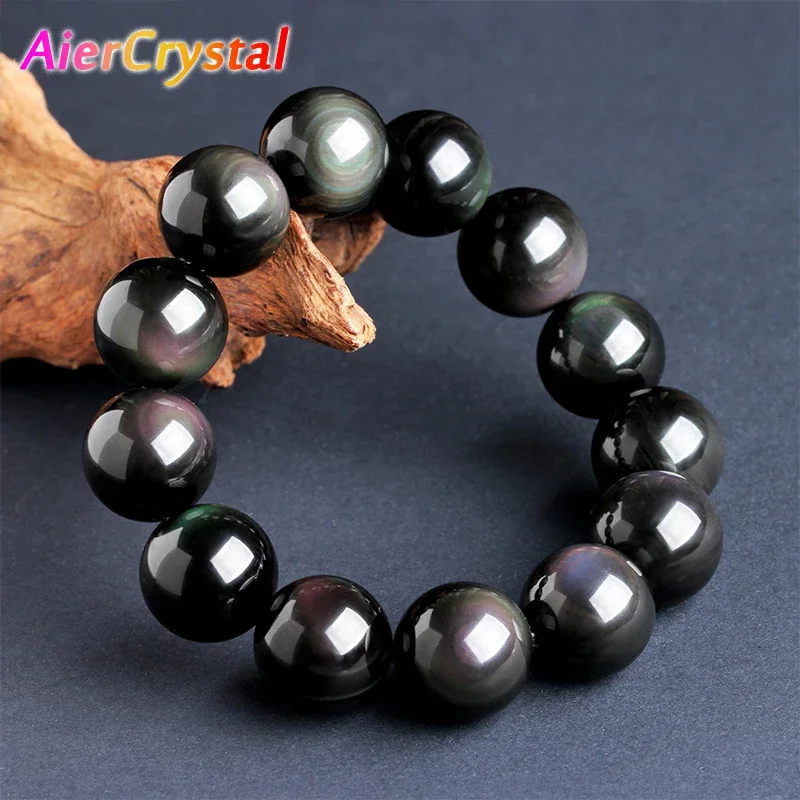 Top Trends: Natural Rainbow Eye Obsidian Bracelet Buddhist Beads Ladies Men's Simple Fashion Beaded Blessing Black Stone Healing Jewelry Shoppable Styles