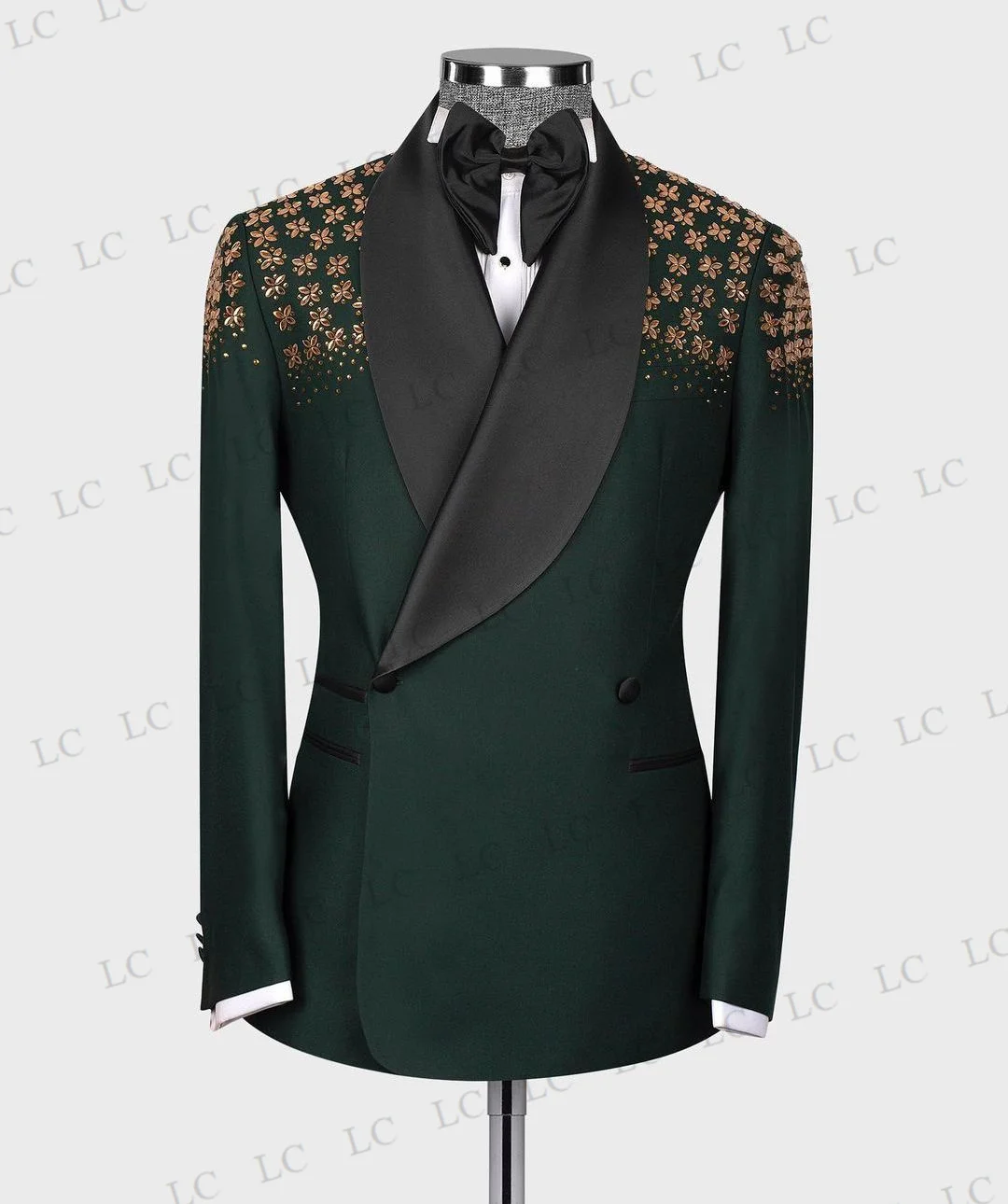 Top Trends: Suits For Men 2 Pieces Blazer Pants One Button Beads Gold Diamonds Wide Lapel Formal Work Wear Wedding Groom Plus Size Tailored Shoppable Styles